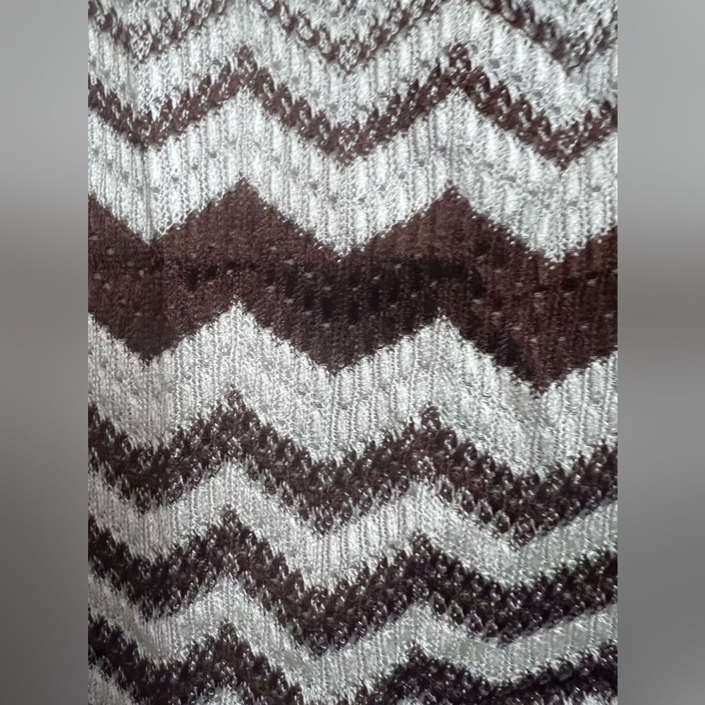 Missoni Zigzag Jacquard Long sleeves Mini Dress Brown & White SZ 10US/46EU - Picture 8 of 15